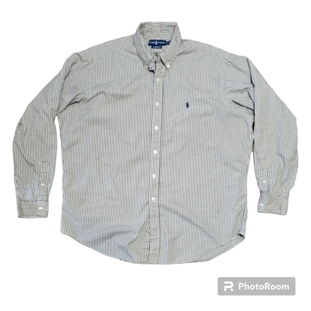 RALPH LAUREN POLO MENS XL TAN PLAID LONG SLEEVE CLASSIC FIT SHIRT